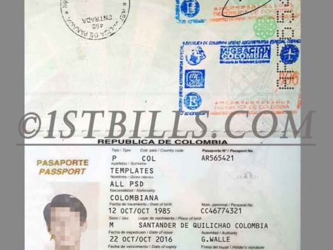 南美州|拉丁美洲 哥伦比亚护照 Colombia Passport PSD/photoshop/ps模板