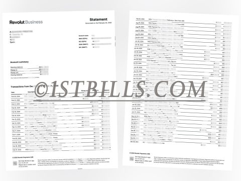 西班牙公户银行对账单 Revolut Bank 公司银行流水地址证明 Spanish corporate bank statement (Revolut Bank) - Proof of address