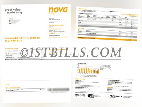 新西兰 nova energy 电费账单地址证明 水电费账单 New Zealand Nova Energy electricity bill address proof (utility bill)