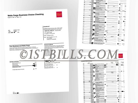 美国 WellsFargo富国银行 公司银行流水账单 地址证明 Wells Fargo Bank Corporate Bank Statement Proof of Address