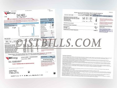 美国内华达州 拉斯维加斯 NVEnergy电费账单 地址证明 Nevada, Las Vegas, USA NVEnergy Electricity Bill Proof of Address