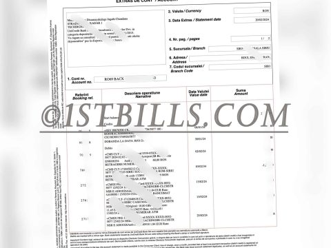 罗马尼亚地址证明UniCredit Bank银行账单 Romanian address proof UniCredit Bank bank statement