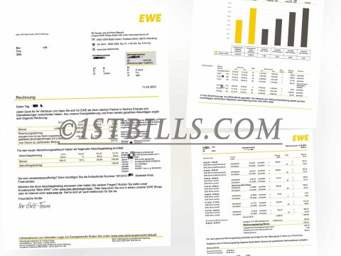 德国地址证明 德国EWE电费账单 Germany EWE Electricity Utility Bill Proof Of Address