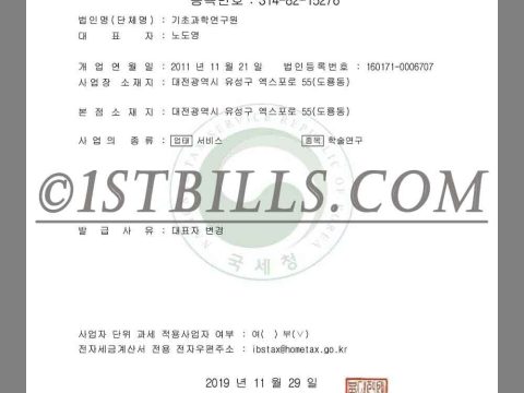 韩国公司营业执照pdf模板 South Korea Company Certificate pdf