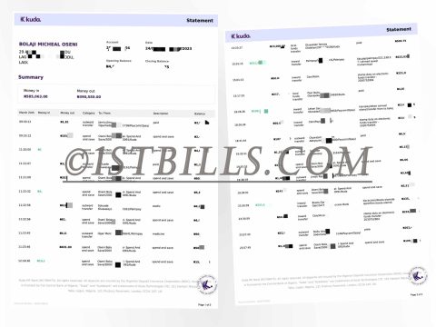 尼日利亚Kuda银行账单地址证 Nigeria Kuda Bank Statement Proof of Address