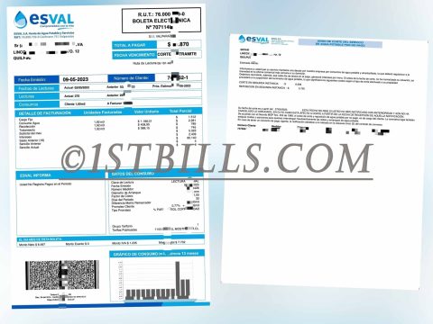智利esval水费账单 地址证明 Chilean esval utility bill Proof of address