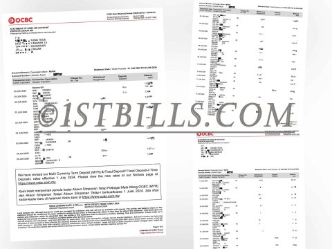 马来西亚 华侨银行账单 地址证明 Malaysia OCBC Bank Statement Proof of Address