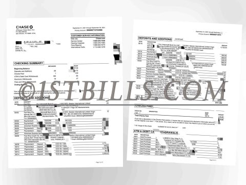 美国Chase大通银行 公司银行流水账单 地址证明 Chase Bank Corporate Bank Statement Proof of Address