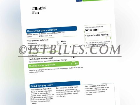 英国地址证明 SSe燃气账单 UK SSe Gas Utility Bill Proof of Address PDF