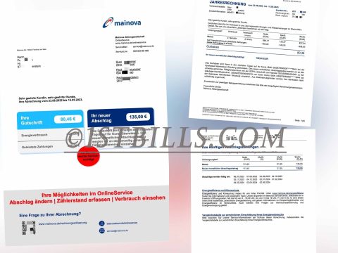 德国水电账单 德国Mainova电费账单地址证明 Germany Mainova Electricity Utility Bill Proof Of Address