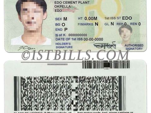 非洲|尼日利亚驾照/驾驶证 Nigeria Driver License Template PS/PSD模板