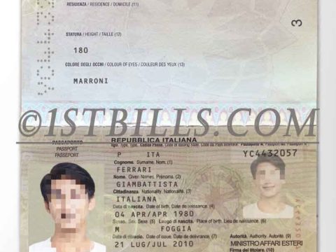 欧盟| 意大利护照 Italy Passport PSD/photoshop/PS模板 (old)