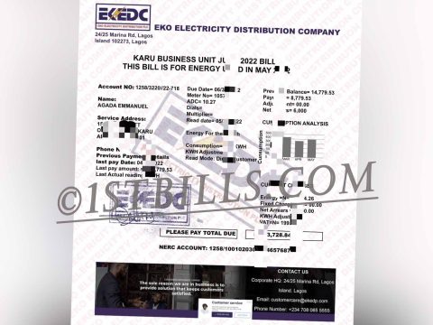 尼日利亚 Eko电费账单 地址证明 Nigeria Eko Electricity Bill Proof of Address