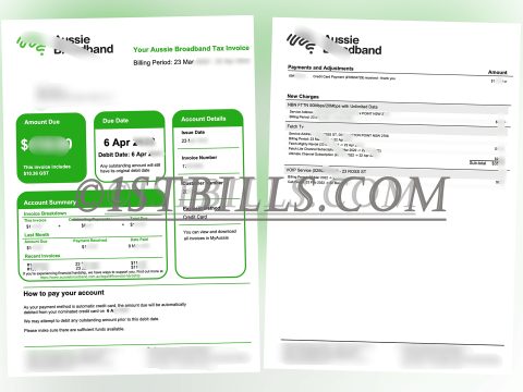 澳洲Aussie Broadband宽度费账单 水电燃气网费账单 地址证明 Australian Aussie Broadband internet bill, utility bills (electricity, water, gas), and proof of address.