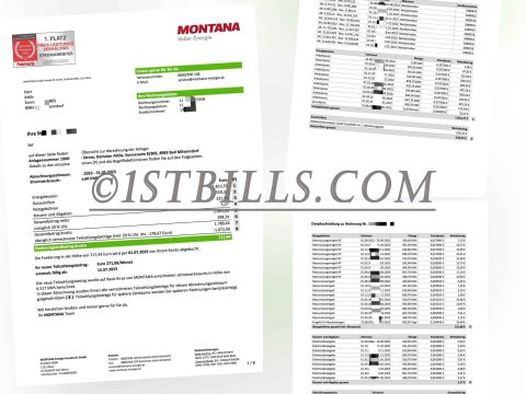 奥地利地址证明 电费账单 Montana-Energie Electricity Utility Bill