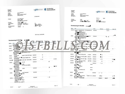 瑞士ZBK银行账单 地址证明 Swiss ZBK bank statement Proof of address