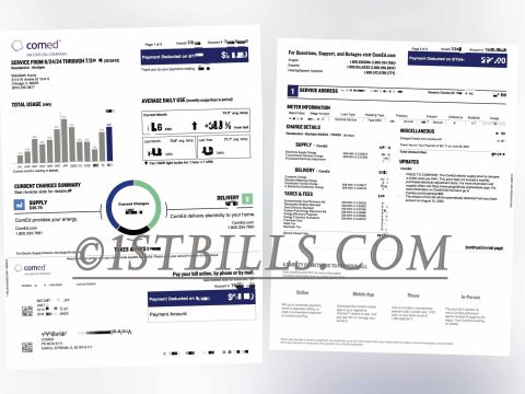 美国伊利诺伊州地址证明 COMED电费账单 Illinois, USA Address Proof COMED Electricity Bill
