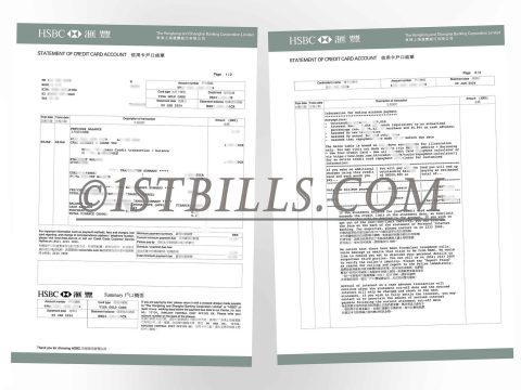 香港汇丰银行 信用卡户口结单 香港地址证明 HSBC Hong Kong Credit card account statement Hong Kong address proof
