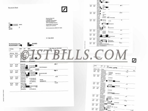 德国 德意志银行账单 欧盟地址证明 Germany DeutscheBank Statement PDF