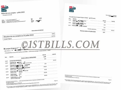 法国银行账单地址证明 France Ma French Bank Statement PDF