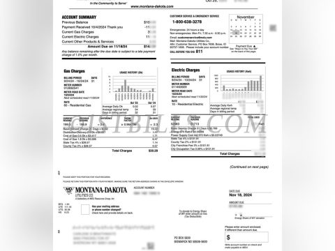 怀俄明州水电费账单 Montana-Dakota 电费账单 Wyoming water and electricity bills - Montana-Dakota electricity bills