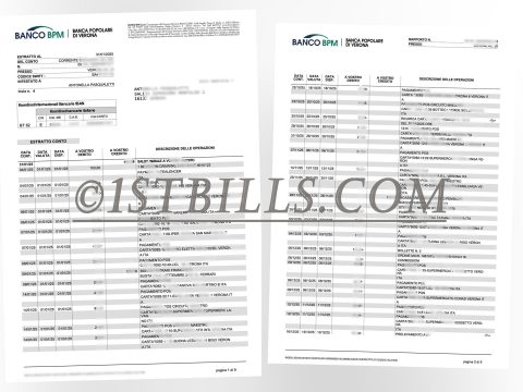 意大利BPM银行（Banco BPM SpA）银行对账单流水地址证明 Italian bank statement BPM bank (Banco BPM SpA) bank statement address proof