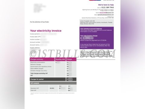 英国公司水电费账单 npower电费 地址证明 UK company utility bills, npower electricity bills, proof of address.