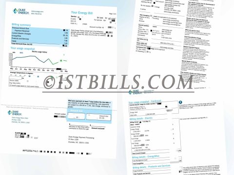 USA Duke Energy Utility Bills 美国Duke Energy水电费账单 KYC地址证明PDF
