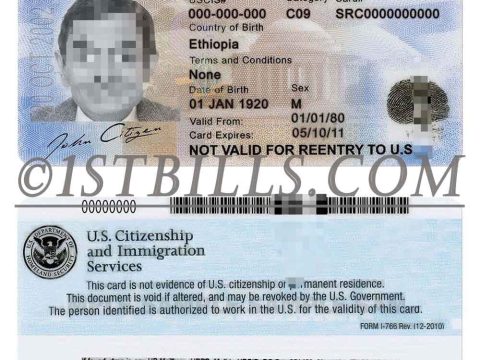 美国工卡/就业授权卡/工作许可证PSD模板 USA Employment Authorization Card