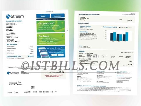 美国地址证明 得克萨斯州 Stream电费账单 Proof of U.S. Address Texas Stream Electricity Bill
