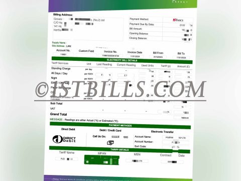 英国公司水电费账单/地址证明pdf UK Pozitive Company Business Utility Bills PDF