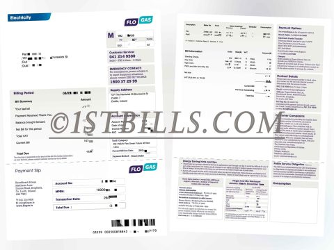 爱尔兰FLO GAS燃气费账单 地址证明 FLO GAS Ireland gas bill Proof of address