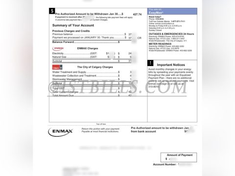 加拿大 ENMAX 水电费账单 地址证明 Canadian ENMAX utility bills and proof of address