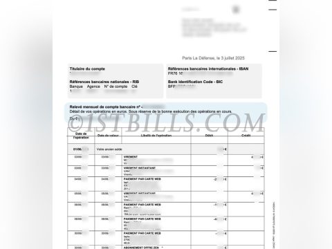 法国地址证明 BFOR 银行账单 French address proof BFOR bank statement