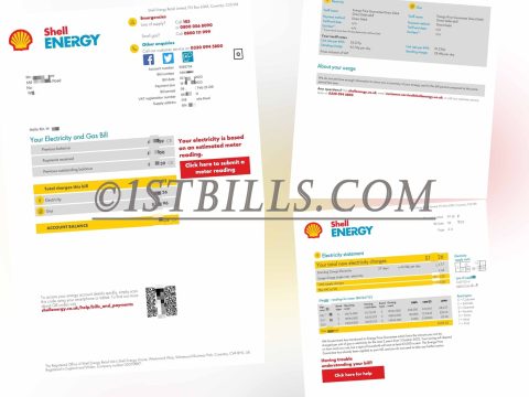 英国ShellEnergy水电账单 地址证明 电费燃气账单 ShellEnergy Electricity and Gas Bill PDF