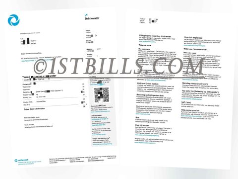 荷兰水电费账单 地址证明 Waternet水费账单荷兰语 Dutch utility bill (water and electricity) as proof of address; Waternet water bill in Dutch.